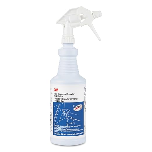 3M Ready-to-Use Glass Cleaner with Scotchgard – Reliable and Streak-Free Shine, Apple Scent, 32 oz Spray Bottle, 12 per Carton