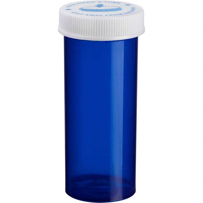 Ovals and Vials 08496-0822-41 ColorSafe 8 dram Blue Vial with Child Resistant Cap CRC Ovals and Vials 08496-0822-41 ColorSafe 8 dram Blue Vial with Child Resistant Cap CRC