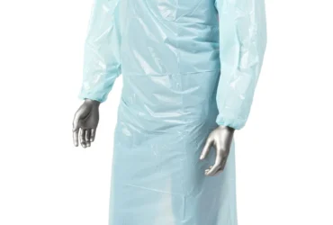 AMBISHIELD CPG45BTL 45" BLUE 1.75 MIL CPE GOWN WITH THUMBLOOPS 100 25/BAG, 4 BAGS/CS