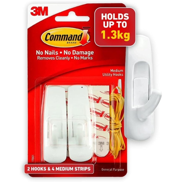 Untitled design (75) 3M Command Hooks Multi-Pack – Reliable and Damage-Free, 3 lb, White, 6 Hooks and 12 Strips