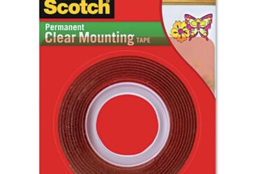3M Scotch Double-Sided Mounting Tape – Durable and Industrial Strength Bonding, 1 in x 60 in, Clear with Red Liner