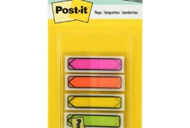3M Post-it Flags Arrow Page Markers – Reliable and Visible, 1/2 in, Five Bright Colors, 20 per Color, 100 per Pack