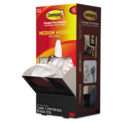 3M Strip Hooks with Adhesive Strips – Secure and Damage-Free Hanging, Medium