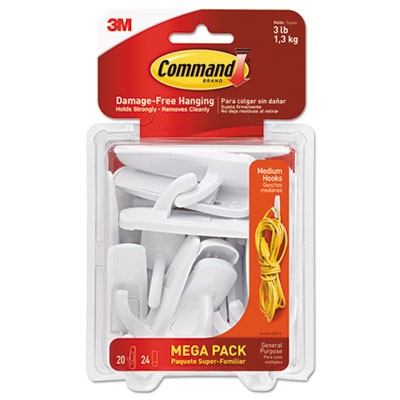251803 3M Command General Purpose Hooks – Secure and Damage-Free Hanging, Medium, 3 lb Capacity