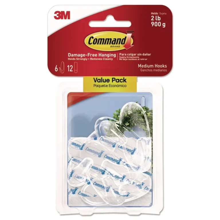3M Command Clear Hooks and Strips, Plastic, Medium, 6 Hooks and 8 Strips, 8 Strips/Pack