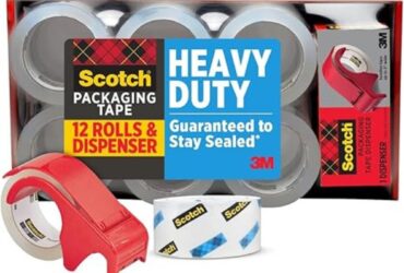 3M Scotch 3850 Heavy-Duty Packaging Tape – Strong and Reliable Sealing, 1.88 in x 54.6 yd, 3 in Core, Clear, 12 per Pack