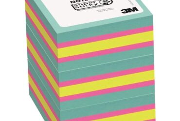 3M Post-it Super Sticky Note Cube – Reliable and Bold, 3 in x 3 in, Aqua Wave, 3 per Pack