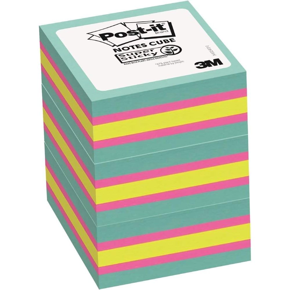 Untitled design - 2025-10-03T182000.974 3M Post-it Super Sticky Note Cube – Reliable and Bold, 3 in x 3 in, Aqua Wave, 3 per Pack