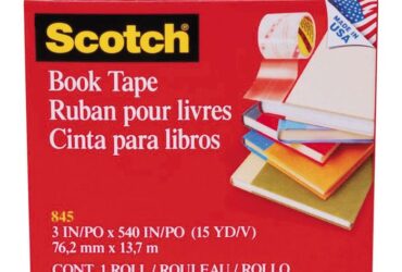 3M Scotch Book Tape – Durable and Clear Mending, 3 in x 15 yd, 3 in Core, Clear
