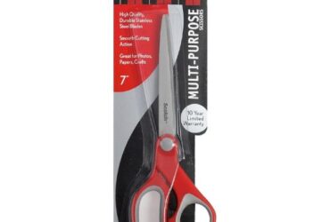 3M Scotch Multi-Purpose Scissors – Sharp and Durable, Pointed Tip, 7 in Length, Red/Gray