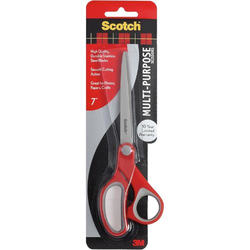 Untitled design - 2025-10-10T154804.601 3M Scotch Multi-Purpose Scissors – Sharp and Durable, Pointed Tip, 7 in Length, Red/Gray