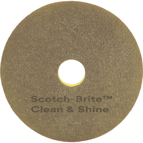 3M Scotch-Brite Clean and Shine Pad – Durable and Polishing Floor Care, 20 in Diameter, Brown/Yellow, 5 per Carton