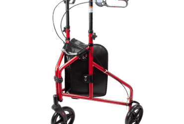 Dynarex 10200 DynaGo Zoom - Aluminum Rollator w/ 3 Wheels, Red, 1pc/cs