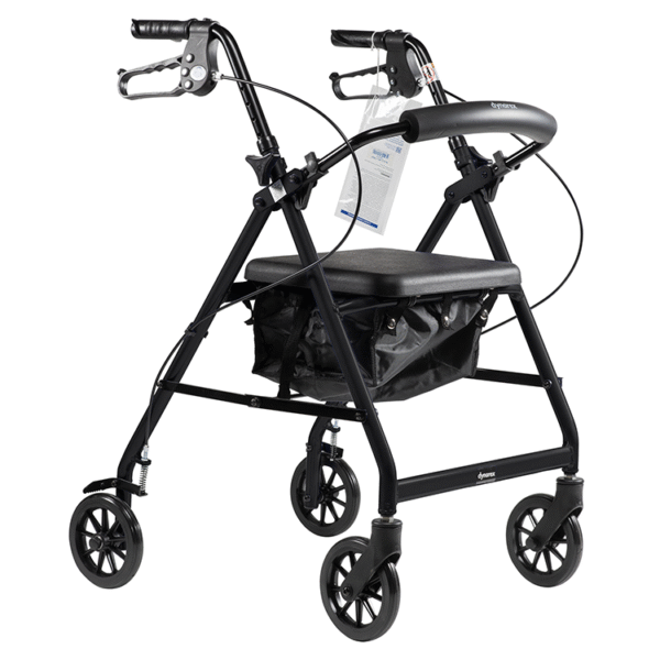 Dynarex 10201BK DynaGo Quad 6 - Aluminum Rollator, Black, 1pc/cs