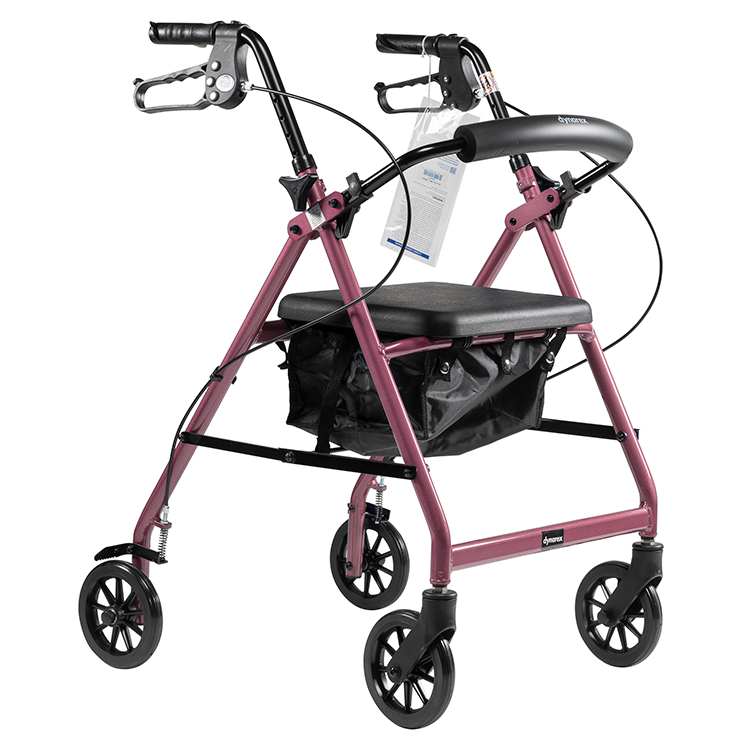 Dynarex 10201PK DynaGo Quad 6 - Aluminum Rollator, Pink, 1pc/cs