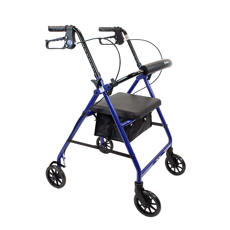 Dynarex 10201BL DynaGo Quad 6 - Aluminum Rollator, Blue, 1pc/cs