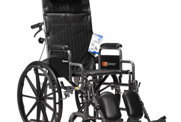 Dynarex 10239 DynaRide Reclining Wheelchair - 18" x 16" w/ Detach Desk Arm, Silver Vein, 1pc/cs