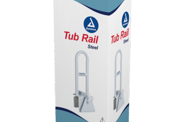 Dynarex 10340-6 Tub Rail - Steel Clamp-On, White Steel, 1pc/bx,6bx/cs