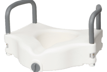 Dynarex 10360 Raised Toilet Seat w/ Arms, White, 1pc/bx