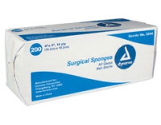 Dynarex 3244 Surgical Gauze Sponge, 4" x 4" 16 Ply, 10/200/cs