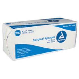 1083244-320x320-1.jpg Dynarex 3244 Surgical Gauze Sponge, 4" x 4" 16 Ply, 10/200/cs