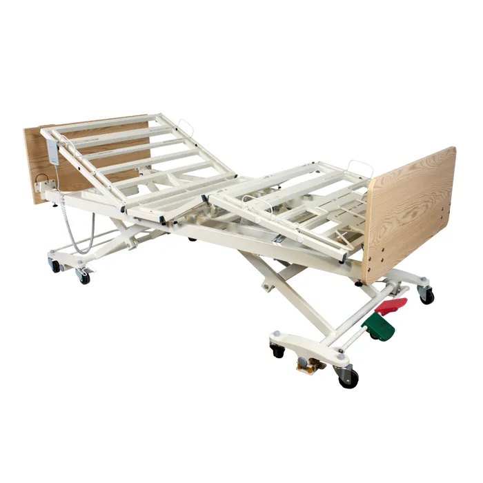 Dynarex 12013-MHCRSC DB300 Bariatric LTC 5 Function Low Bed - Wood Boards - Mahog, w/ Composite Swing Rail, SC, 1pc/cs