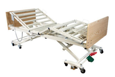 Dynarex 12013-OAABSC DB300 Bariatric LTC 5 Function Low Bed - Wood Boards - Lt. O, w/ Assist Bar, SC, 1pc/cs