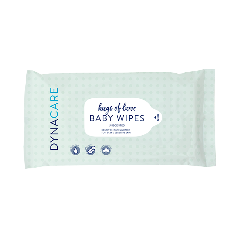 1327_IN_top_72dpi.png Dynarex 1327 Hugs of Love Baby Wipes unscented w/ Sticker Seal, 5" x 7", 24/80/cs