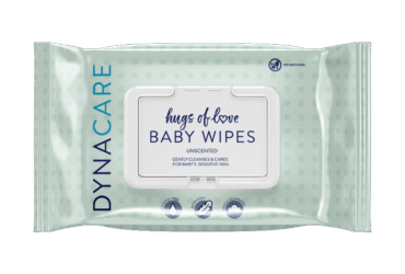 Dynarex 1328 Hugs of Love Baby Wipes unscented w/ Plastic Lid, 5" x 7", 24/80/cs