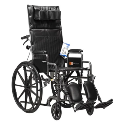 1a6a5dda-75b1-4665-9822-26b56fb9f9bb.webp Dynarex 10240 DynaRide Reclining Wheelchair - 20" x 16 "w/ Detach Desk Arm, Silver Vein, 1pc/cs