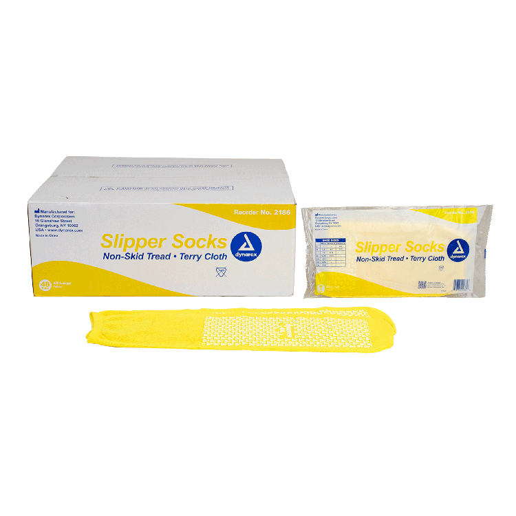 Dynarex 2186 Slipper Socks, 4XL, Yellow, 48/cs