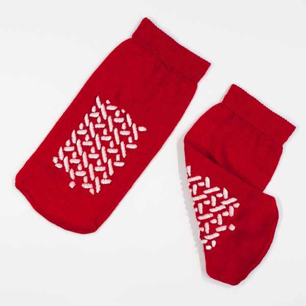 Dynarex 2190 Double Sided Slipper Socks, Small, Red, 48/cs
