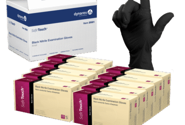 Dynarex 2521 Safe-Touch Black Nitrile Exam Gloves, Small, Powder-Free, Black, 10/100/cs