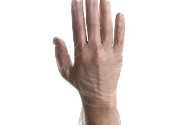 Dynarex 2613 Safe-Touch Vinyl Exam Gloves, Large, Powder-Free, Clear, 10/100/cs