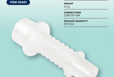 Dynarex 30601 Tracheostomy Adult Flex Connector, 15 mm OD x 22 mm OD, 50/cs