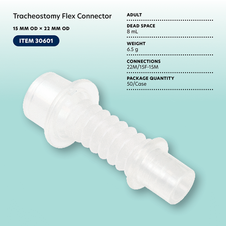 Dynarex 30601 Tracheostomy Adult Flex Connector, 15 mm OD x 22 mm OD, 50/cs