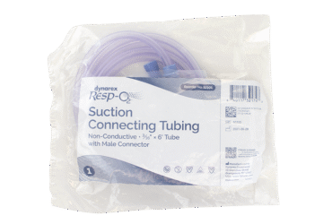 Dynarex 32101 Suction Connecting Tubing w/ Male Connector, Non-Conductive, 3/16" x 6' Tube, 50/cs