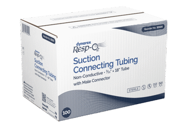 Dynarex 32103 Suction Connecting Tubing w/ Male Connector, Non-Conductive,, 3/16" x 18" Tube, 100/cs
