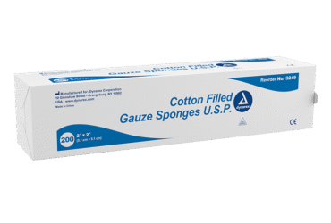 Dynarex 3249 Cotton Filled Gauze Sponge U.S.P., 2" x 2", 25/200/cs