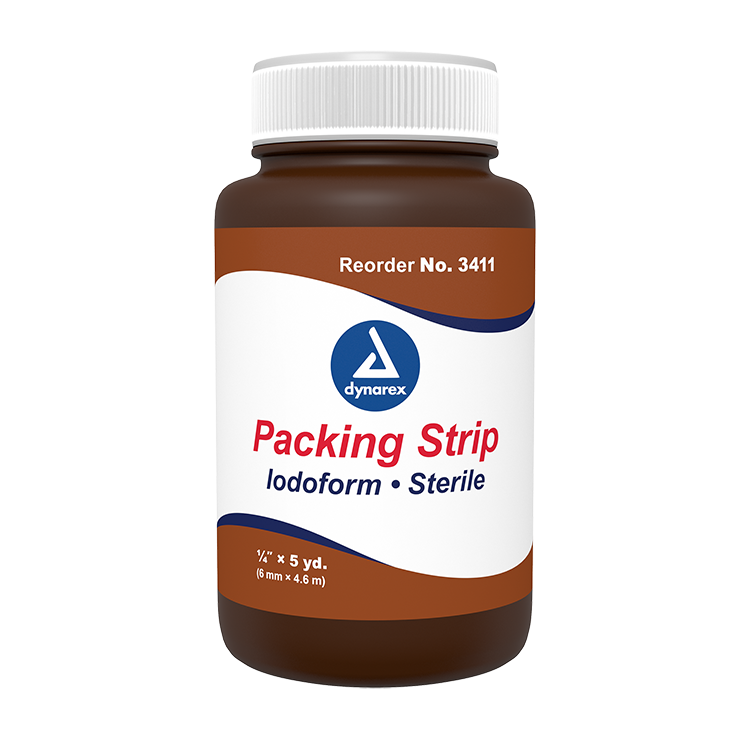 3411.png Dynarex 3411 Packing Strips Iodoform - Sterile, 1/4" x 5 yd, 12/cs