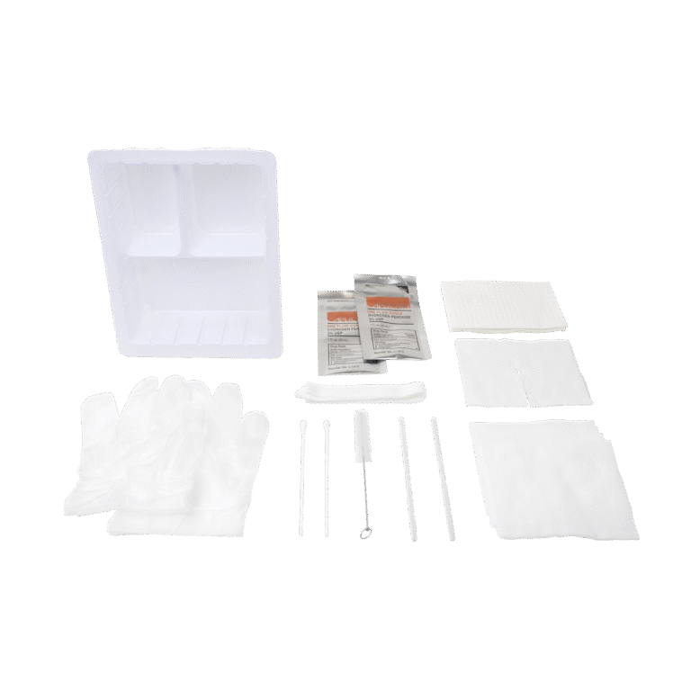 Dynarex 35006 Tracheostomy Care Kit - Three Compartment Tray, w/Hydrogen Peroxide, 20/cs