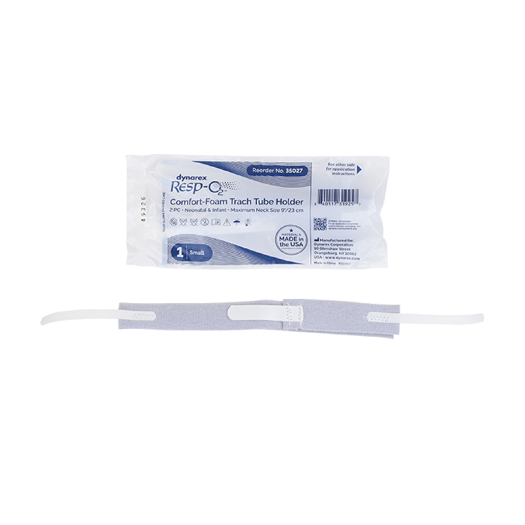 Dynarex 35027 Comfort-Foam Trach Tube Holder, 2-Piece, Small, Neonatal - Infant, 5/10/cs