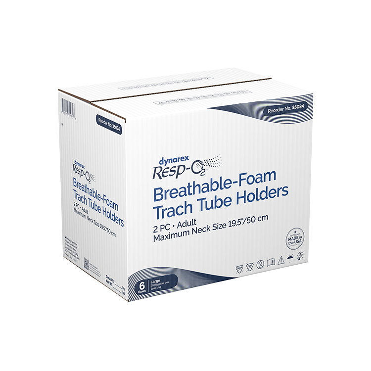 Dynarex 35034 Breathable-Foam Trach Tube Holder, 2-Piece, Large, Adult, 6/20/cs