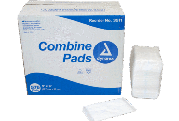Dynarex 3511 Combine Pads - Non-Sterile, 5" x 9", Bulk/576/cs