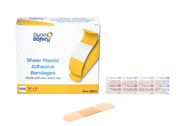 Dynarex 3601BULK Sheer Plastic Adhesive Bandages - Sterile, 3/4" x 3", 5000/cs