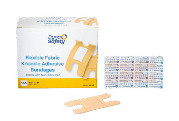 Dynarex 3619UB-8 Flexible Fabric Knuckle Adhesive Bandages - Sterile, 1 1/2" x 3", 100/8/cs