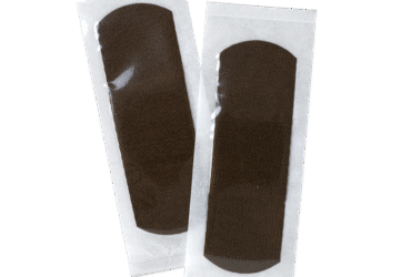 Dynarex 3635 ColorFit Adhesive Fabric Bandages - Dark Brown, 1" x 3", 24/100cs