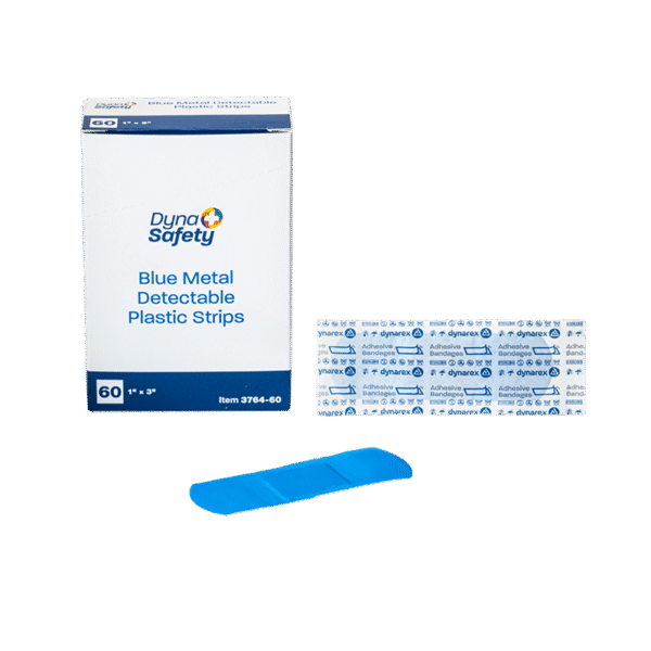 Dynarex 3764 Blue Metal Detectable Plastic Strip, 1" x 3", 24/100/cs