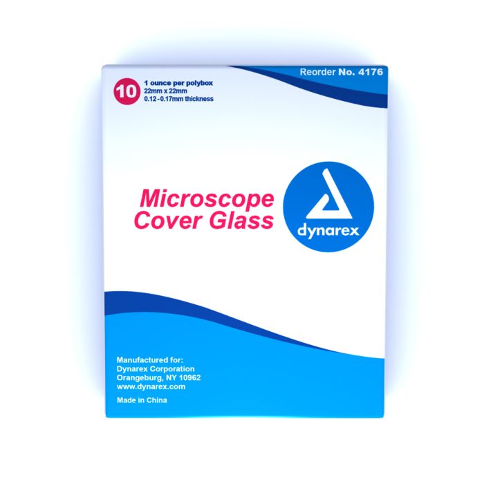 Dynarex 4176 Microscope Cover Glass, 0.12 - 0.17 mm thickness, 5/10/cs