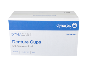 Dynarex 4222 Denture Cup w/ Lid, 8 oz, Blue, 250/cs